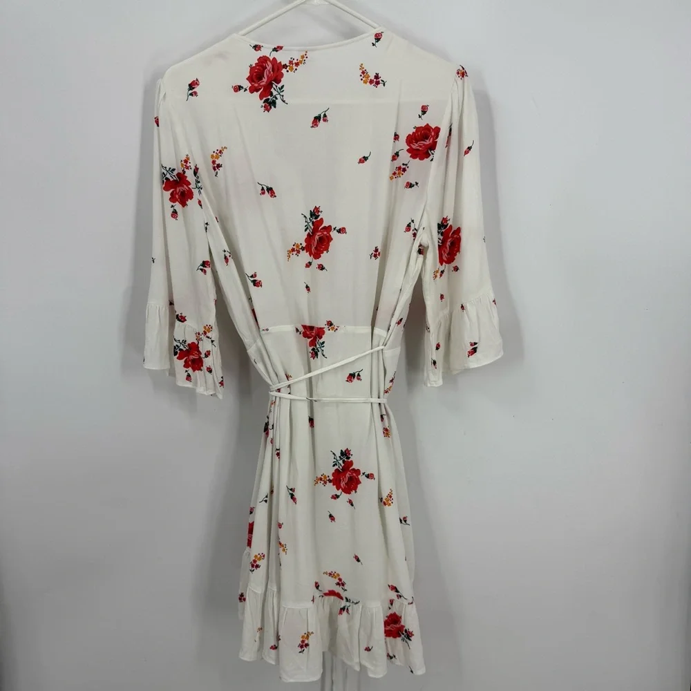 GAP Floral ruffle Wrap Mini Dress - White and Red L - Picture 4 of 15